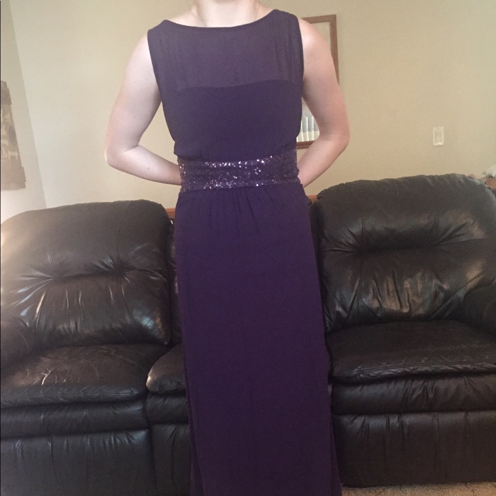Floor length eggplant gown